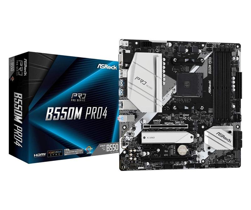 Placa-mãe ASRock B550M PRO4 DDR4 4733+ OC AM4 Ryzen - Placa Mãe